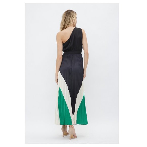 One Shoulder Pleated Dress Black Maxi Dress Evening Dresses for Women - Picture 5 of 5